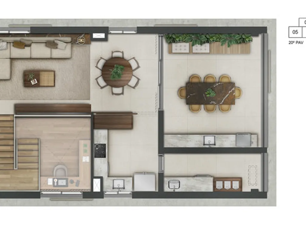 Planta da unidade Cobertura Duplex - 2301 APTO - 1800 Oscar Pinheiros - Residencial