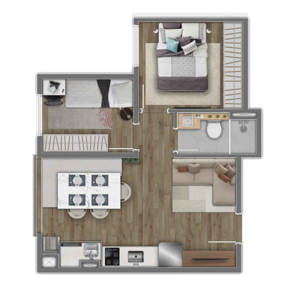 Planta da unidade Apartamento - AU503  - Aura