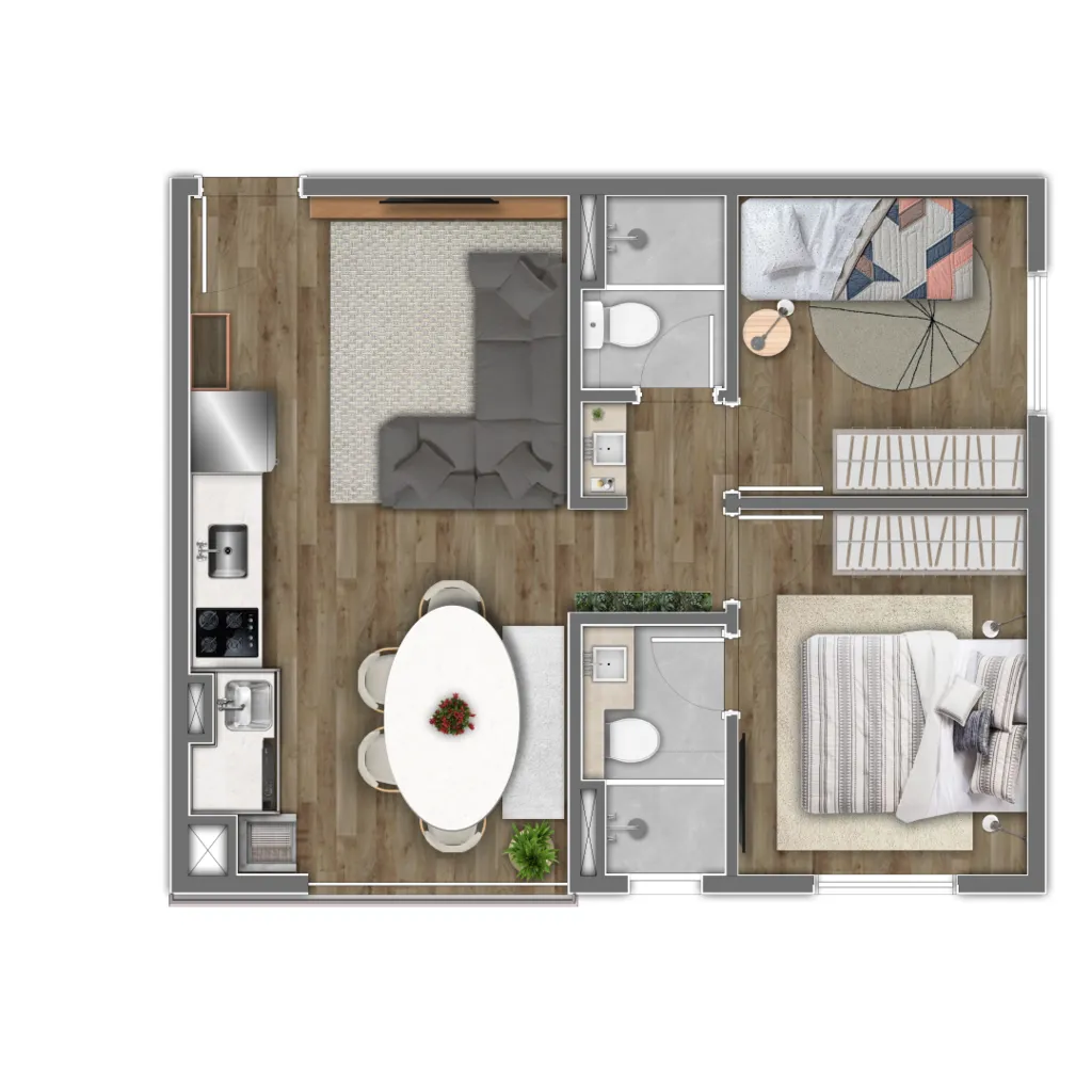 Planta da unidade Apartamento - AU408  - Aura