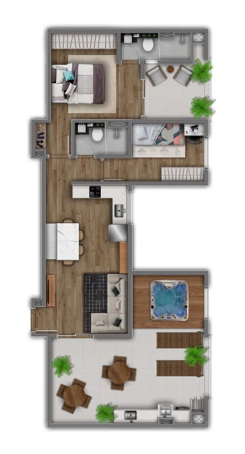 Planta da unidade Cobertura Horizontal - AU2202  - Aura