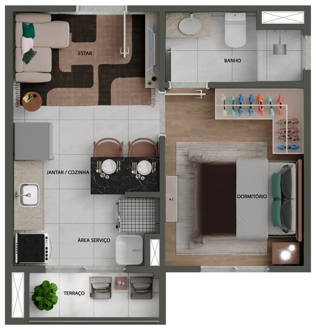 Planta da unidade Apartamento - T01AP615  - Bliss Concept