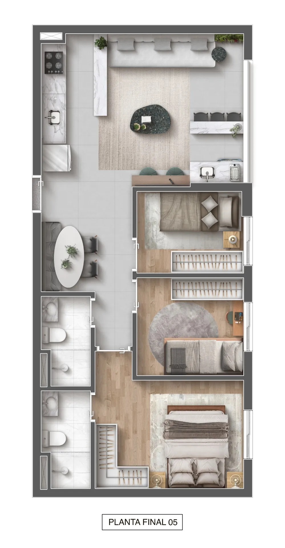 Planta da unidade Garden - U013  - Blue Park - Residencial