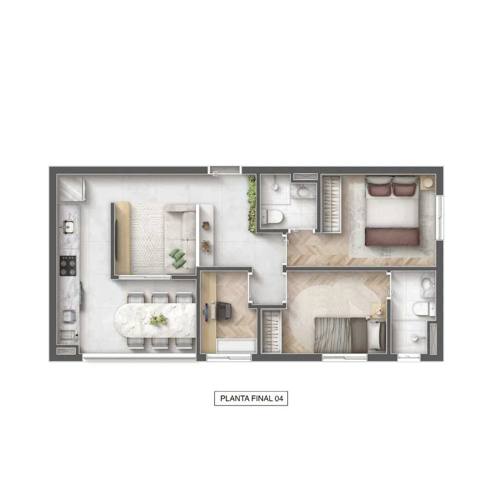 Planta da unidade Apartamento - U024  - Blue Park - Residencial