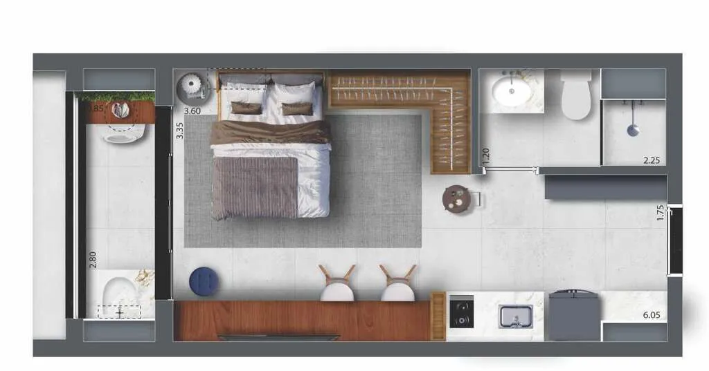 Planta da unidade Apartamento - Unidade712  - Feel Saúde - Residencial