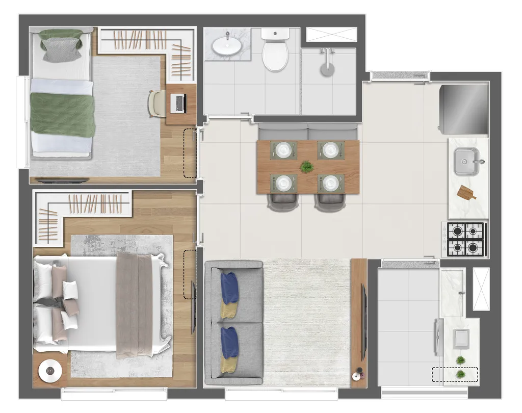 Planta da unidade Apartamento - U1302  - Golden Life Tatuapé