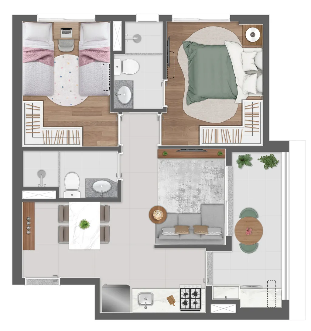 Planta da unidade Apartamento - U1011  - Golden Life Tatuapé