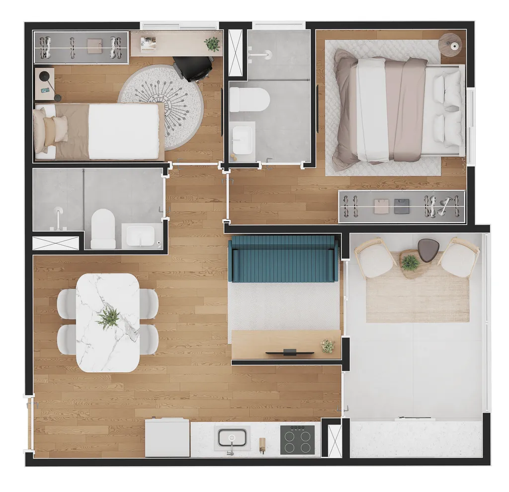 Planta da unidade Apartamento - 302  - Influencer Vila Mariana