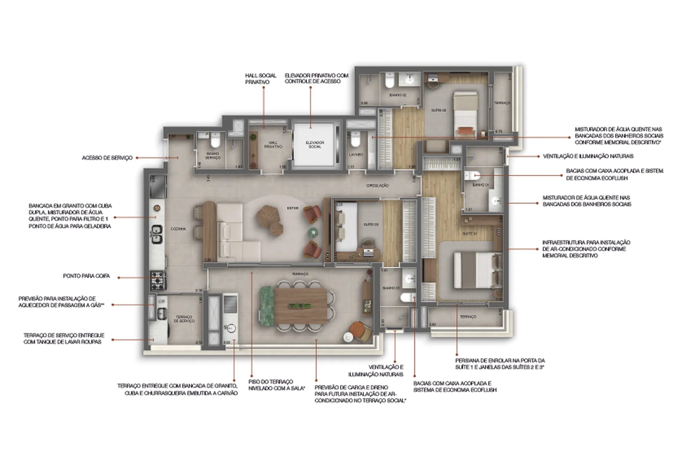 Planta da unidade Apartamento - Landmark Santa Cruz by Diálogo Residences