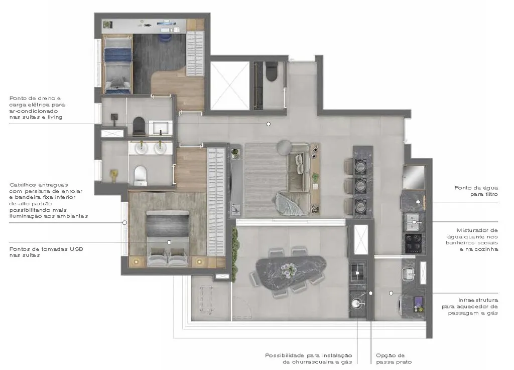 Planta da unidade Apartamento - 144  - Led Vila - Residencial