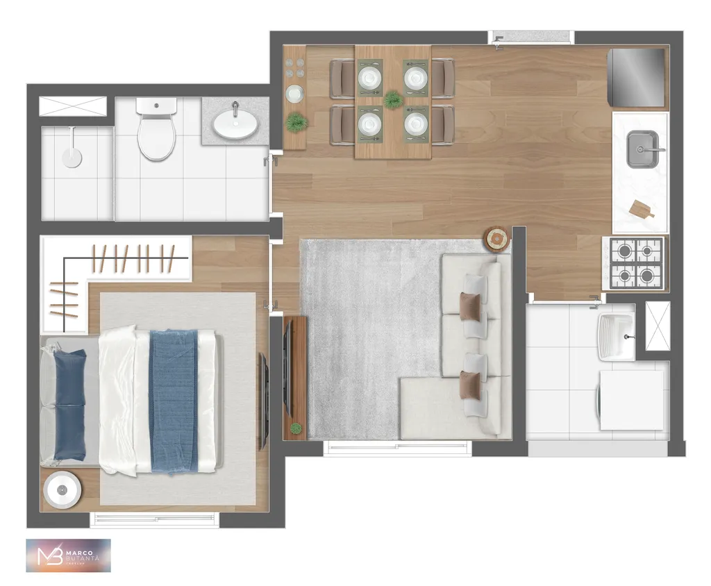 Planta da unidade Apartamento - B0708  - Marco Butantã