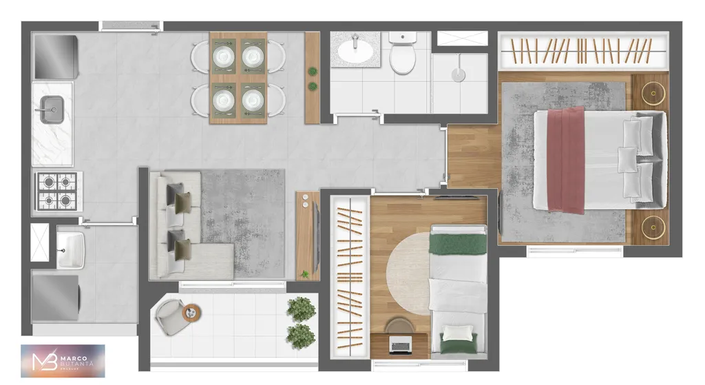 Planta da unidade Apartamento - C1204  - Marco Butantã