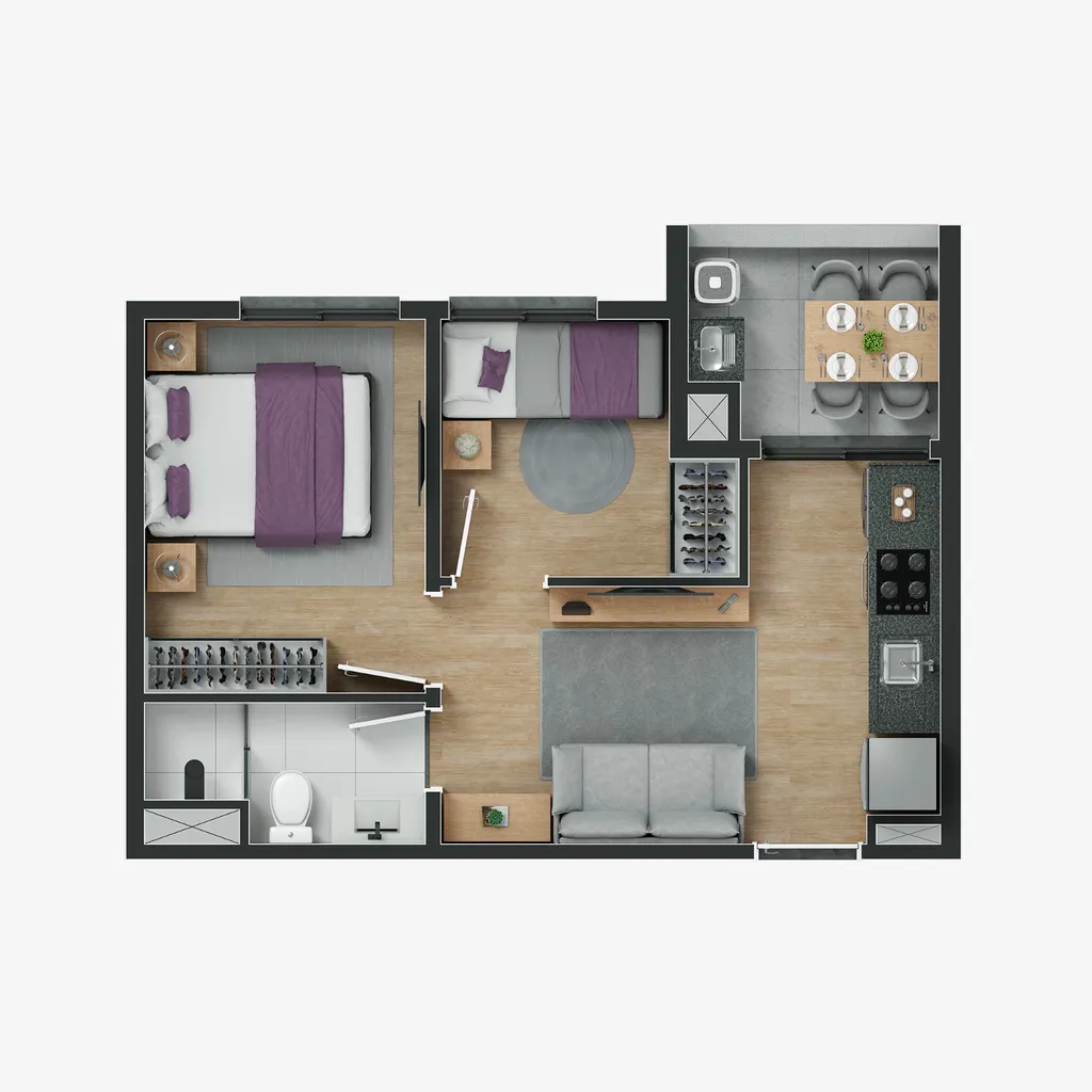 Planta da unidade Apartamento -   - myID Vista Guilhermina Esperança