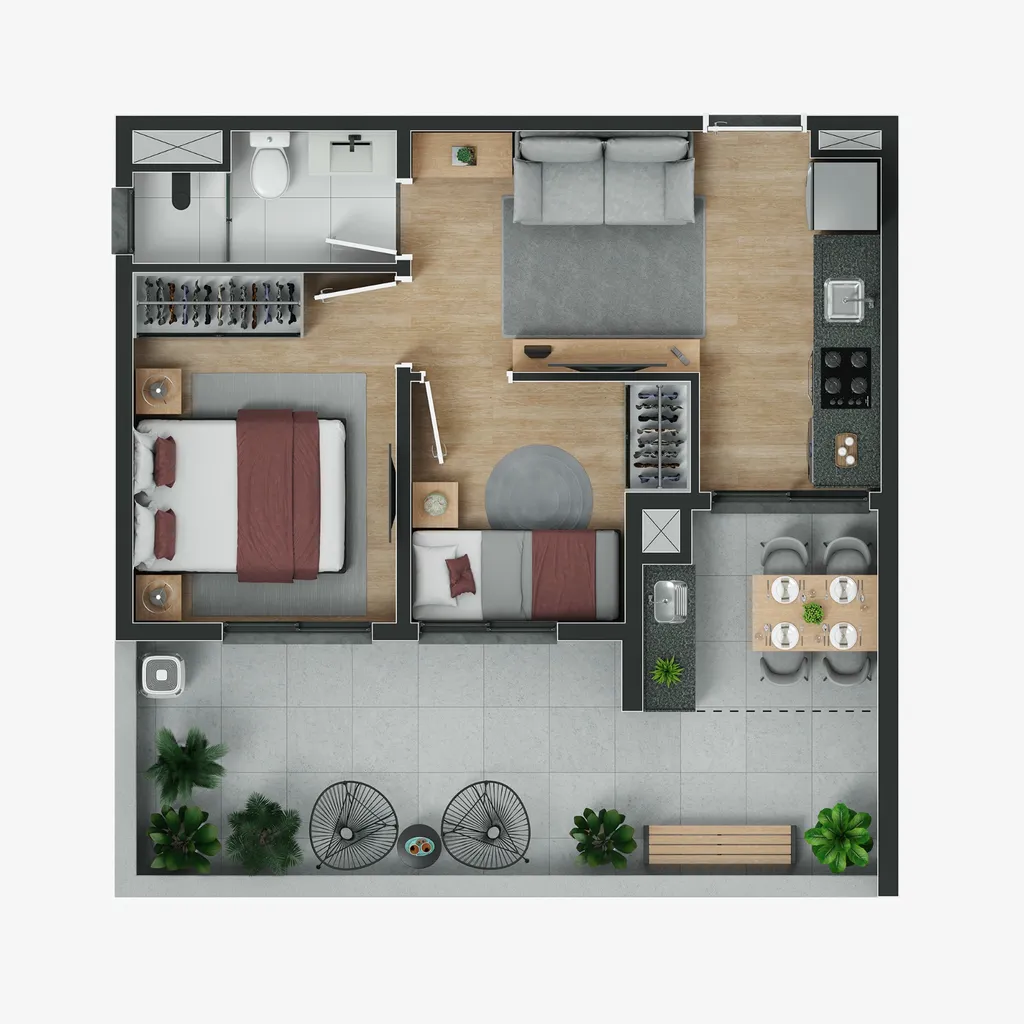 Planta da unidade Garden -   - myID Vista Guilhermina Esperança