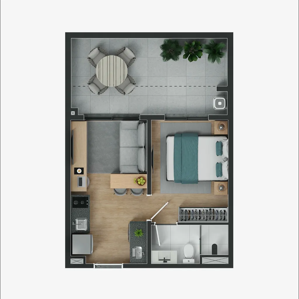 Planta da unidade Garden - 211HIS2  - myID Vista Guilhermina Esperança