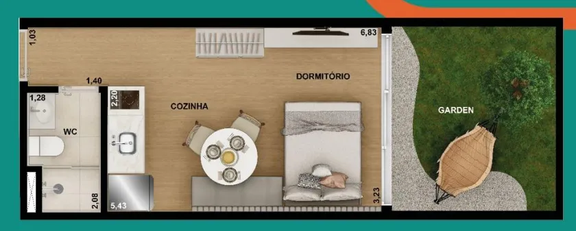 Planta da unidade Garden - 108  - Nurban Campo Belo