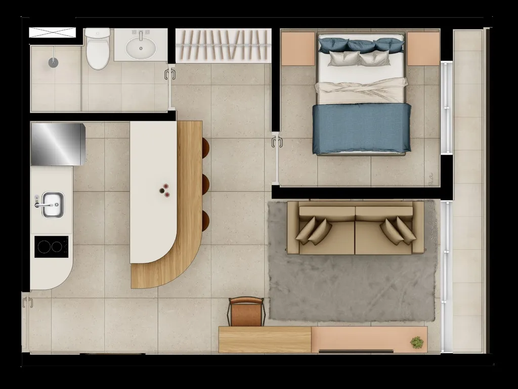 Planta da unidade Apartamento - 616  - Nurban Campo Belo