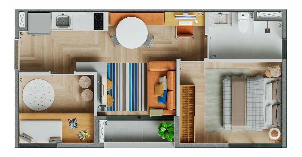 Planta da unidade Apartamento - 1508  - Nurban Conceição - Residencial