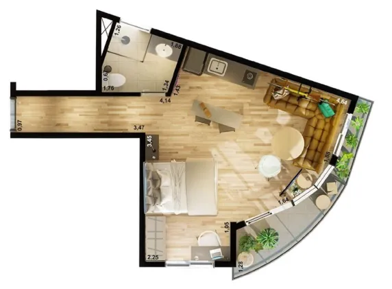 Planta da unidade Studio - 64  - Nurban Vila Mariana - Residencial