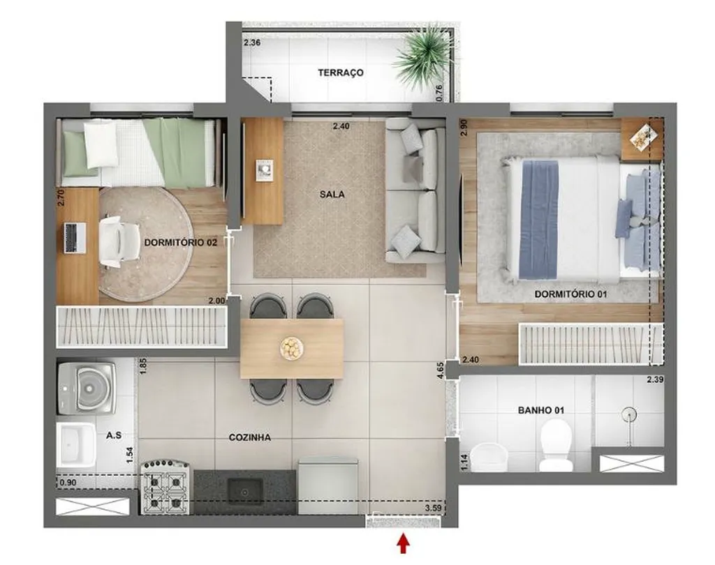 Planta da unidade Apartamento - 805 Torre B - Parque das Nações Condomínio Laguna