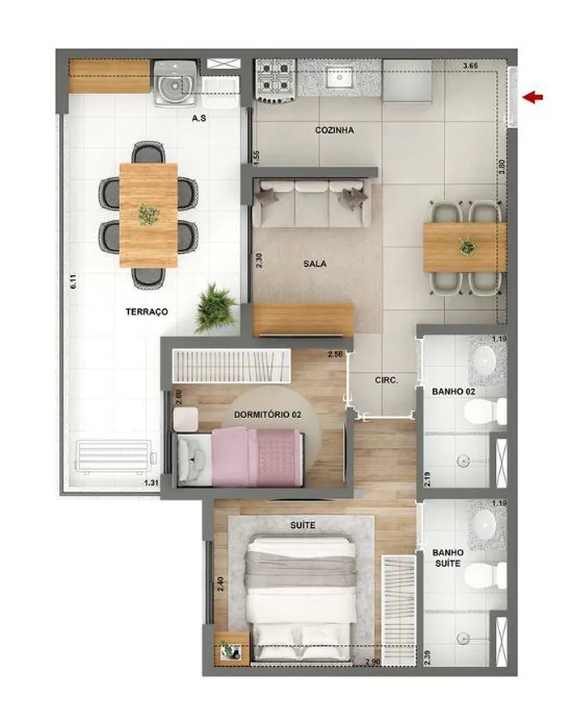 Planta da unidade Apartamento - 915 Torre A - Parque das Nações Condomínio Laguna