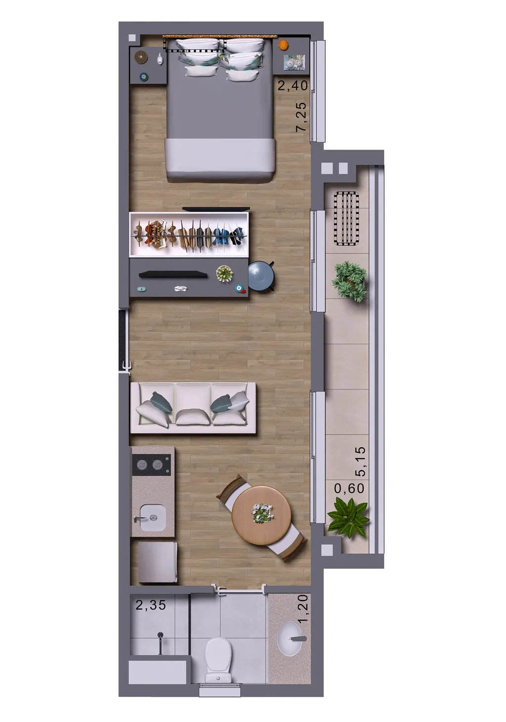 Planta da unidade Studio - Unidade104  - Stay Homes