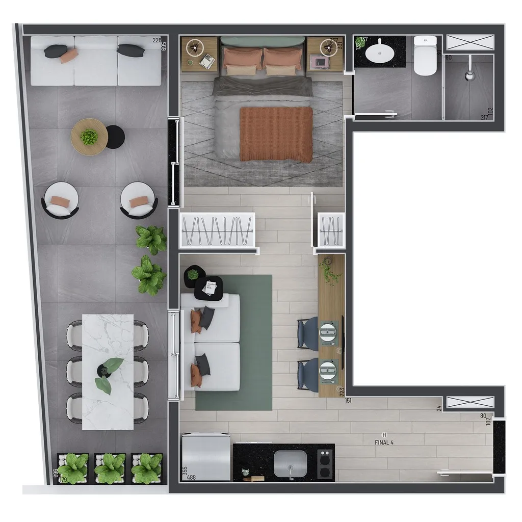 Planta da unidade Apartamento - 305  - Trend Vila Madalena - NR