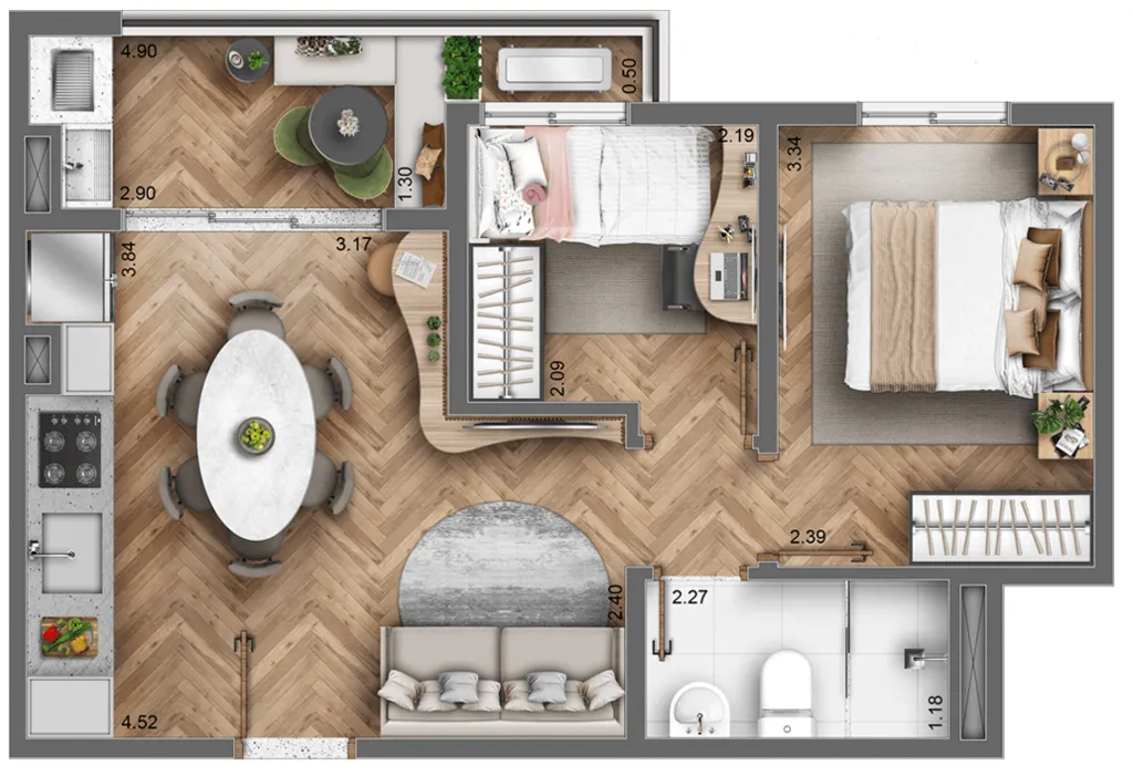 Planta da unidade Apartamento - 1412  - Vista 553