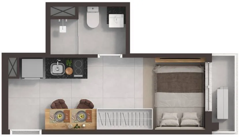 Planta da unidade Studio - U115  - Vitacon Alto de Pinheiros